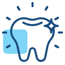 Shiny tooth icon representing teeth whitening and polishing treatment