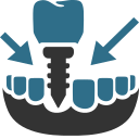 Dental implant icon showing artificial tooth fixed in jawbone